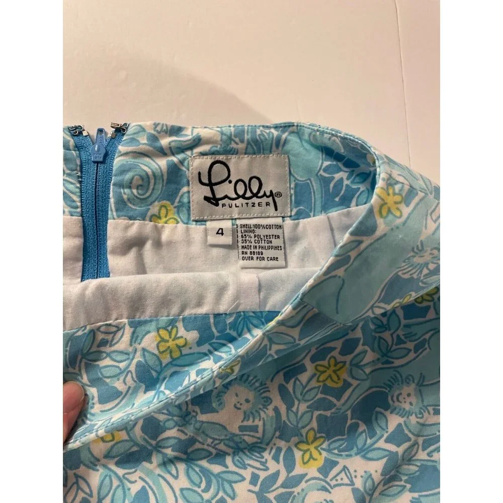 LILLY PULITZER Skirt Blue Monkey  Sz 4 - Picture 3 of 5
